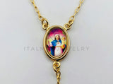 Rosario de Lujo - 105912 - Rosario Clásico Bola Lisa con Medalla de Madonna y Niño Jesus Oro Laminado 18K