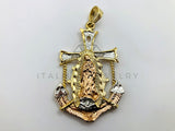 Dije de Lujo - 100465- Ancla con Virgen de Guadalupe 3 Oros - Oro Laminado 18K