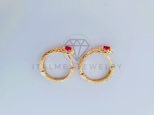 Arete de Lujo - 104884 - Arracada Serpiente Circonia Rosa Oro Laminado 18K