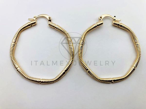 Arete de Lujo - 106158 - Arracada Octagonal Diamantada 40mm - Oro Laminado 18K