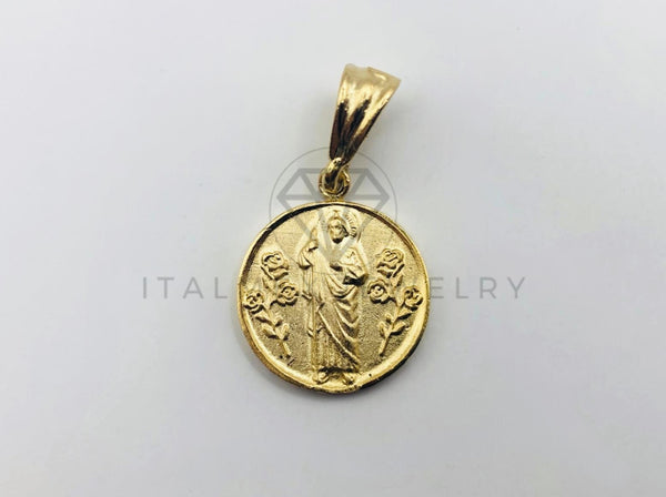 Dije de Lujo - 104250 - Medalla Flores San Judas Tamaño Mini - Oro Laminado 18K