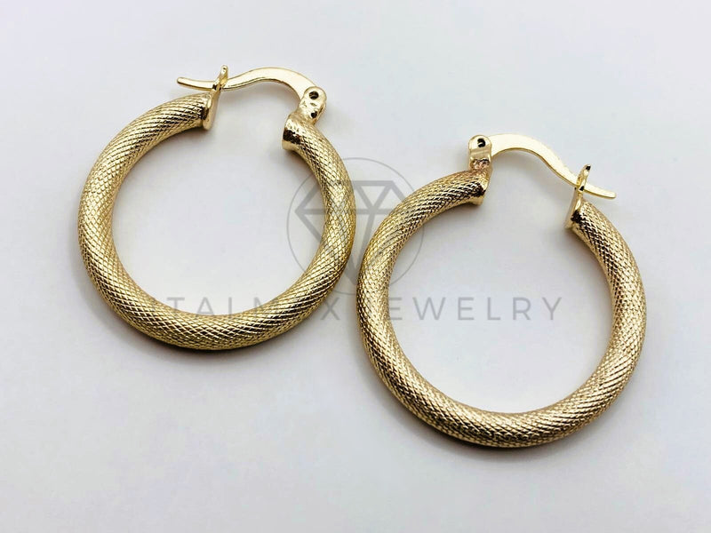 Arete de Lujo - 106142 - Arracada Arenada 25mm - Oro Laminado 18K