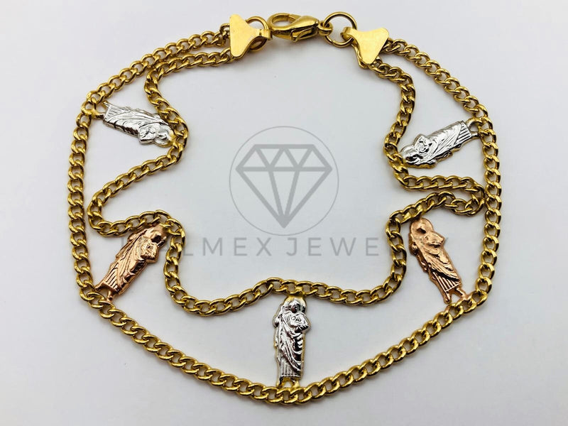 Pulsera Elegante - 100112 - Diseño de San Judas con Cadena Cubana Oro Laminado 18K