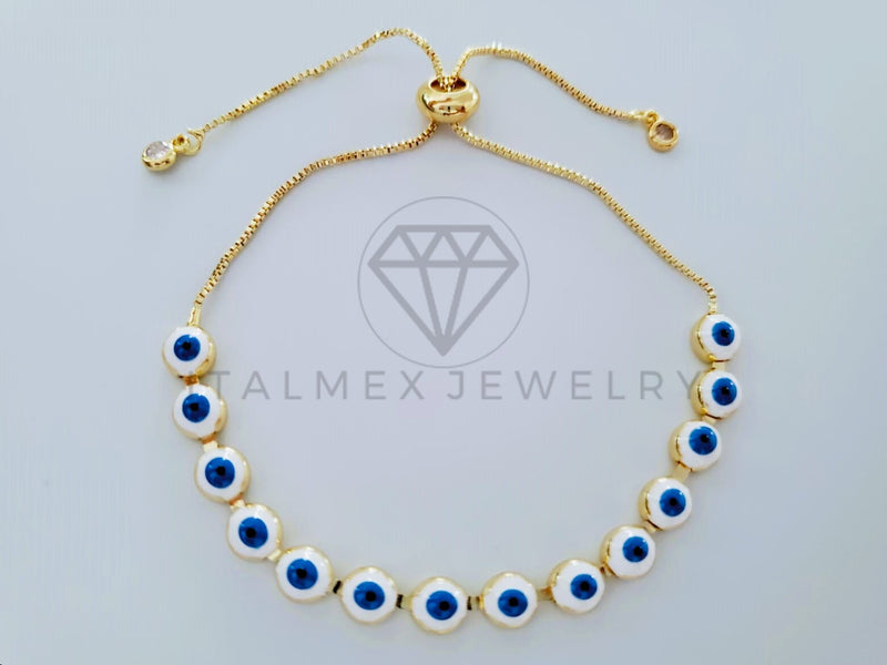 Pulsera de Lujo - 104847 - Diseño Ajustable Ojo Turco Oro Laminado 18K