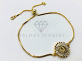 Pulsera Ajustable - 102552 - Diseño de Inicial "O" CZ Clara - Oro Laminado 18K