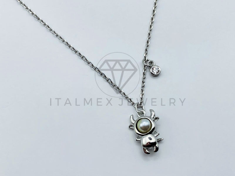 Collar de Lujo - 103637 - Estilo Niño Disfraz con Perla - Plata .925