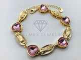 Pulsera de Lujo - 105975 -Diseño Virgen de Guadalupe y Circonia Corazon Rosa - Oro Laminado