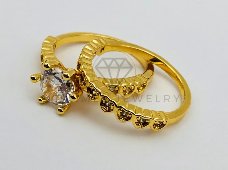 Anillo de Dama - 106032 - Anillo Alianza Corazones Circonia Clara Laminado 18K
