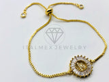 Pulsera Ajustable - 102636 - Diseño de Inicial "K" Circonia Clara - Oro Laminado 18K
