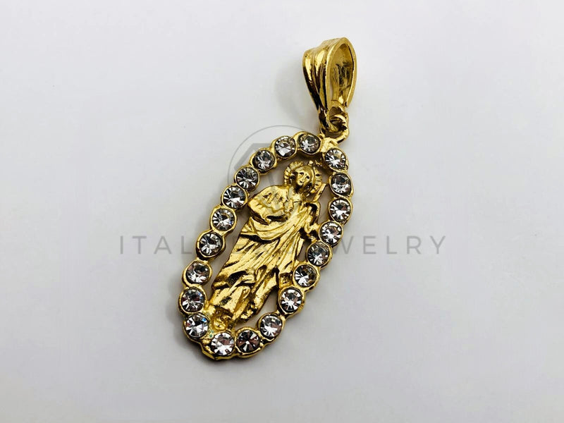 Dije de Lujo - 100546- Medalla San Judas con Circonia Clara - Oro Laminado 18K