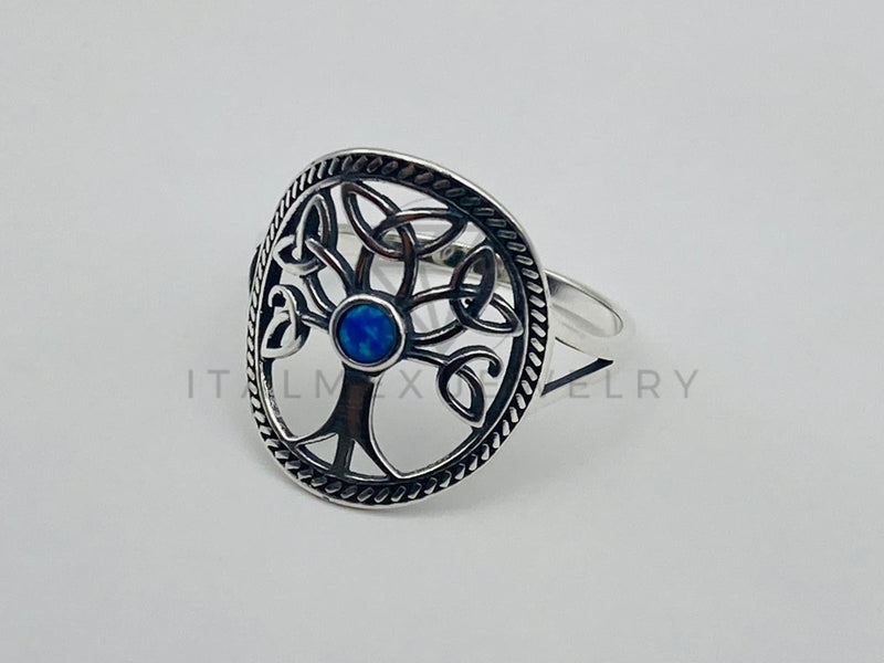Anillo de Lujo - 106059 - Anillo Filigrana Arbol de la Vida Turquesa - Plata .925