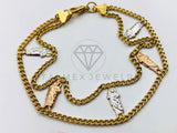 Pulsera Elegante - 100112 - Diseño de San Judas con Cadena Cubana Oro Laminado 18K
