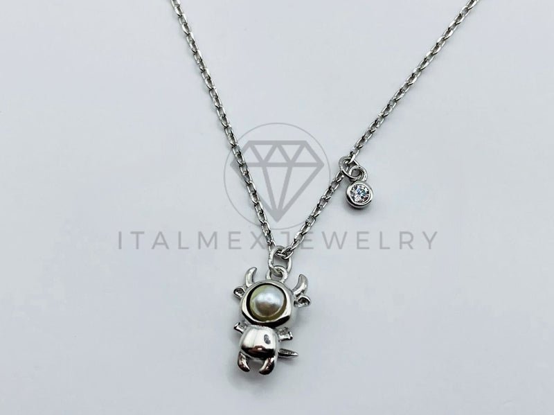 Collar de Lujo - 103637 - Estilo Niño Disfraz con Perla - Plata .925