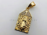 Dije de Lujo - 102256 - Medalla Virgen Guadalupe Cruz con circonia Clara - Oro Laminado 18K