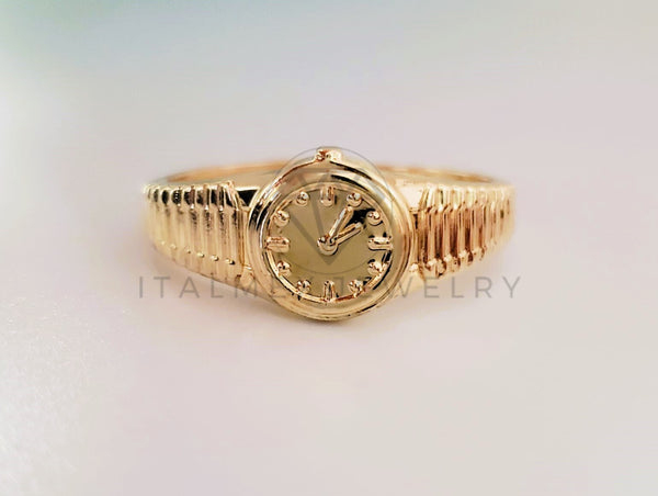 Anillo de Dama - 105390 - Anillo Reloj Dorado Oro Laminado 18K