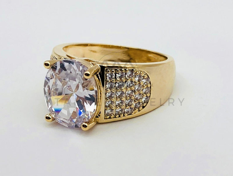Anillo de Caballero - 106109 - Anillo Solitario Circonia Clara - Oro Laminado