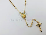 Rosario de Lujo - 105904 - Estilo Clásico Bola Lisa con Medalla de Nuestra Señora Oro Laminado 18K