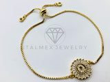 Pulsera Ajustable - 102554 - Diseño de Inicial "Q" CZ Clara - Oro Laminado 18K