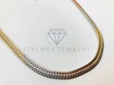 Cadena Clasica - 106177 - Estilo Tejido Italiano 7mm x 24 Pulgadas 3 Oros - Oro Laminado 18K