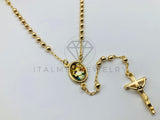 Rosario de Lujo - 105909 - Rosario Clásico Bola Lisa con Medalla de Sagrada Familia Oro Laminado 18K