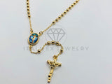 Rosario de Lujo - 105906 - Rosario Clásico Bola Lisa con Medalla de Cristo Oro Laminado 18K