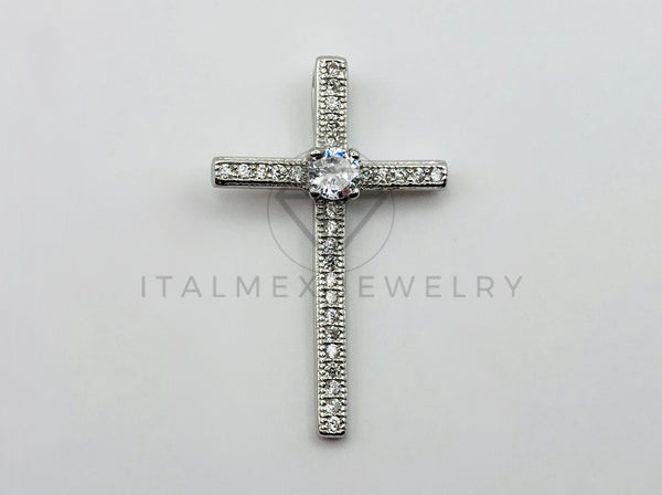 Dije Religioso - 105509 - Diseño Cruz Circonia Clara Diamante Plata .925