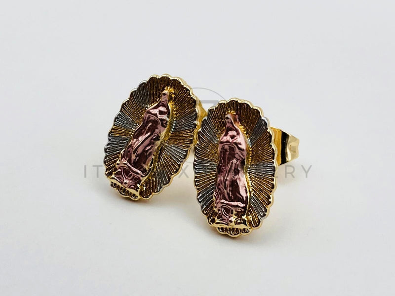 Arete de Lujo - 105994 - Diseño de Virgen de Guadalupe 3 Oros - Oro Laminado 18K