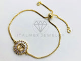 Pulsera Ajustable - 102556 - Diseño de Inicial "T" CZ Clara - Oro Laminado 18K