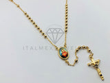 Rosario de Lujo - 105910 - Rosario Clásico Bola Lisa con Medalla de Nuestra Señora Oro Laminado 18K