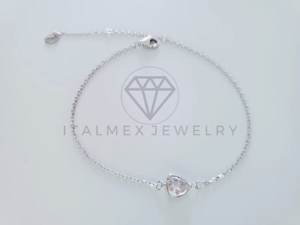 Pulsera de Lujo - 104770 - Diseño Corazon Circonia Clara Plata Fina .925