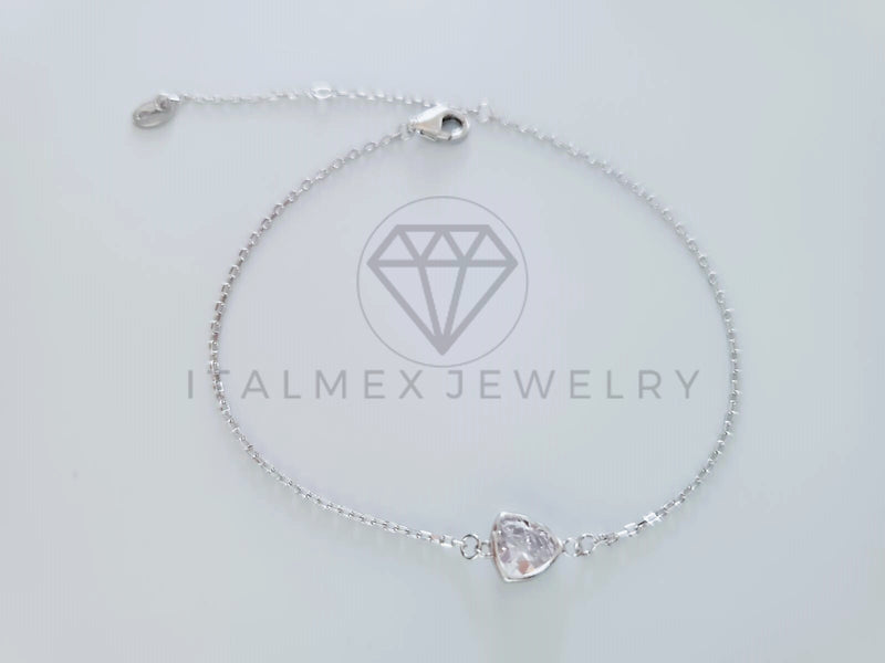 Pulsera de Lujo - 104770 - Diseño Corazon Circonia Clara Plata Fina .925
