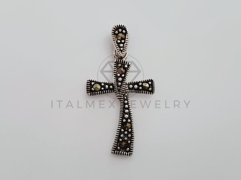 Dije Religioso - 105192 - Dije Cruz Onix Negra Plata .925