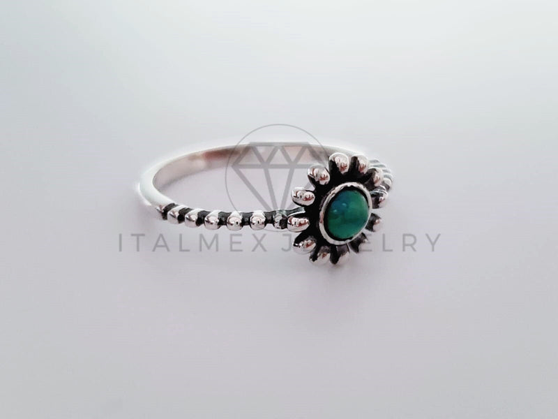 Anillo de Dama - 105131 - Anillo Flor Turquesa - Plata .925