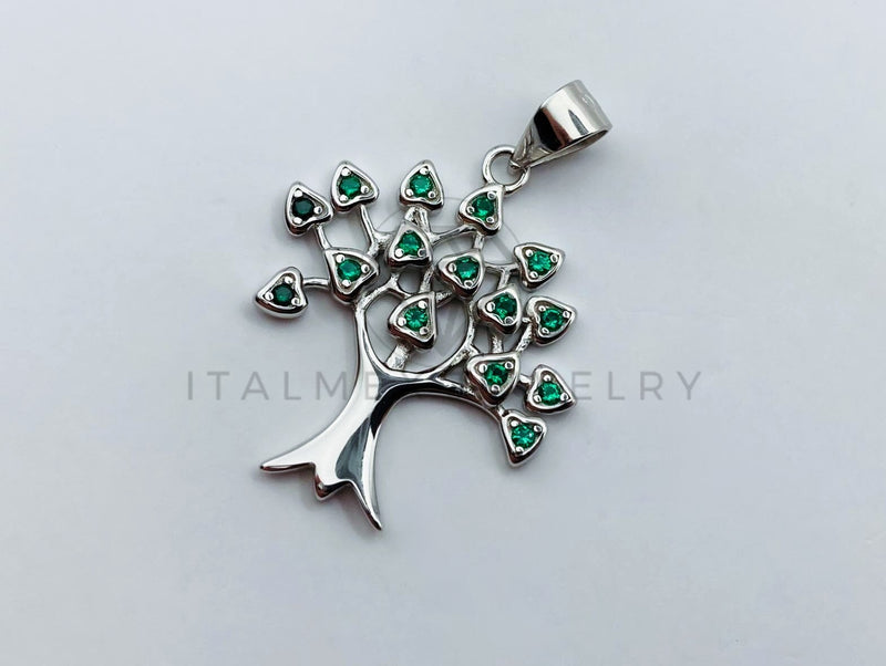 Dije de Lujo - 106070 - Dije Arbol de la Vida Circonia Verde - Plata .925
