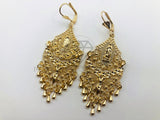 Arete de Lujo - 102902 - Arete Largo Filigrana con Virgen y Cristo Oro Laminado 18K