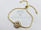 Pulsera Ajustable - 102636 - Diseño de Inicial "K" Circonia Clara - Oro Laminado 18K