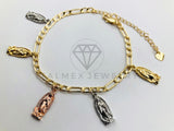 Tobillera Ajustable - 102712 - Diseño de Virgen de Guadalupe 3 Oros - Oro Laminado 18K