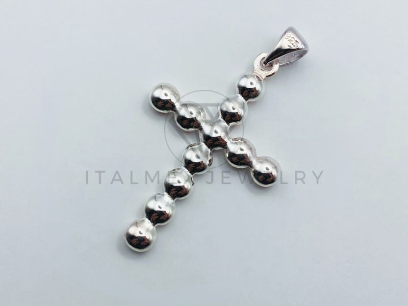 Dije de Lujo - 106051 - Dije Cruz Bolitas 4cm - Plata .925