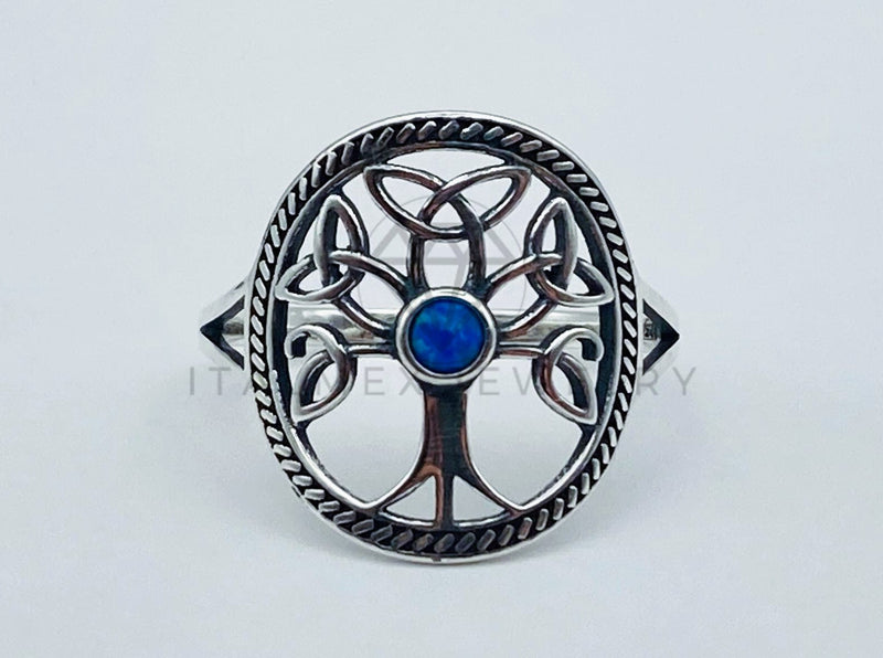 Anillo de Lujo - 106059 - Anillo Filigrana Arbol de la Vida Turquesa - Plata .925