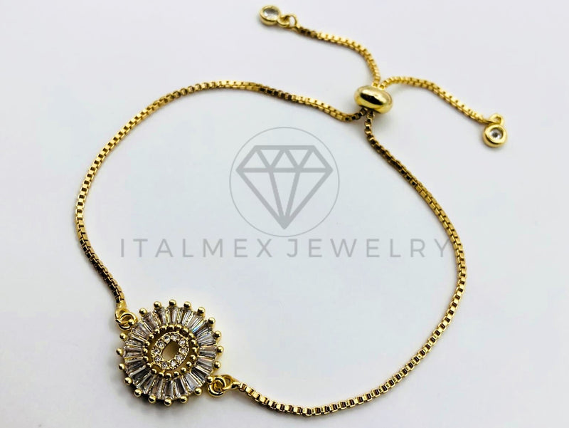 Pulsera Ajustable - 102552 - Diseño de Inicial "O" CZ Clara - Oro Laminado 18K