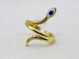 Anillo de Dama - 106028 - Anillo Serpiente y Ojo Turco Blanco Oro Laminado 18K