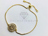 Pulsera Ajustable - 102554 - Diseño de Inicial "Q" CZ Clara - Oro Laminado 18K