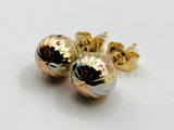 Arete de Lujo - 102071 - Diseño de Bola Rayada 8mm Oro Laminado 18K