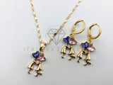 Juego de Lujo - 103652 - Diseño de Pareja Amor Cirocnia Rosa y Morada - Oro Laminado 18K