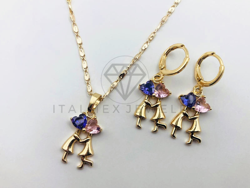 Juego de Lujo - 103652 - Diseño de Pareja Amor Cirocnia Rosa y Morada - Oro Laminado 18K