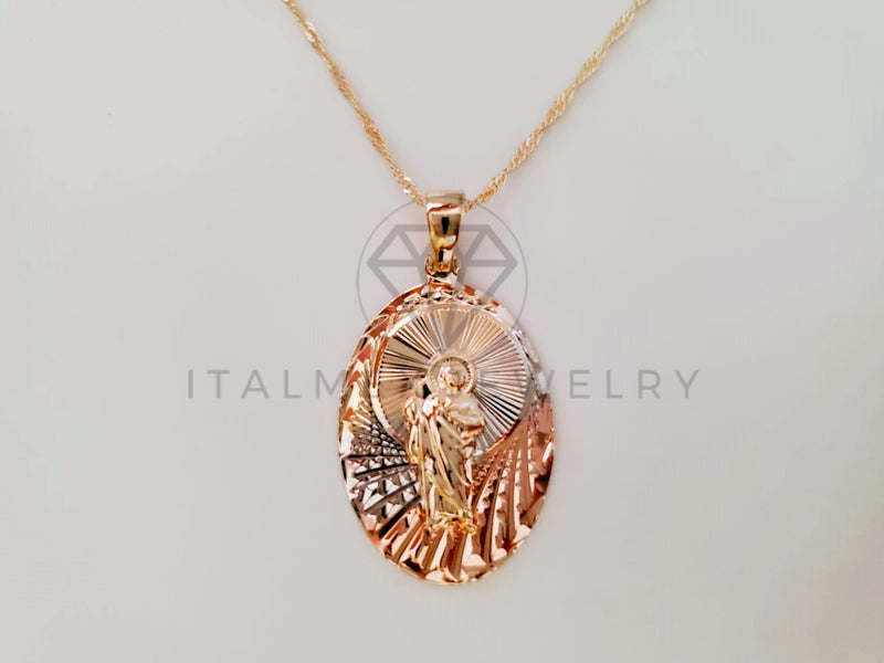 Collar Elegante - 104911 - Collar Medalla San Judas Florentina Oro Laminado 18K
