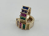 Arete de Lujo - 106139 - Huggie Baguette Circonia Color - Oro Laminado 18K