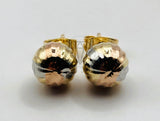 Arete de Lujo - 102071 - Diseño de Bola Rayada 8mm Oro Laminado 18K