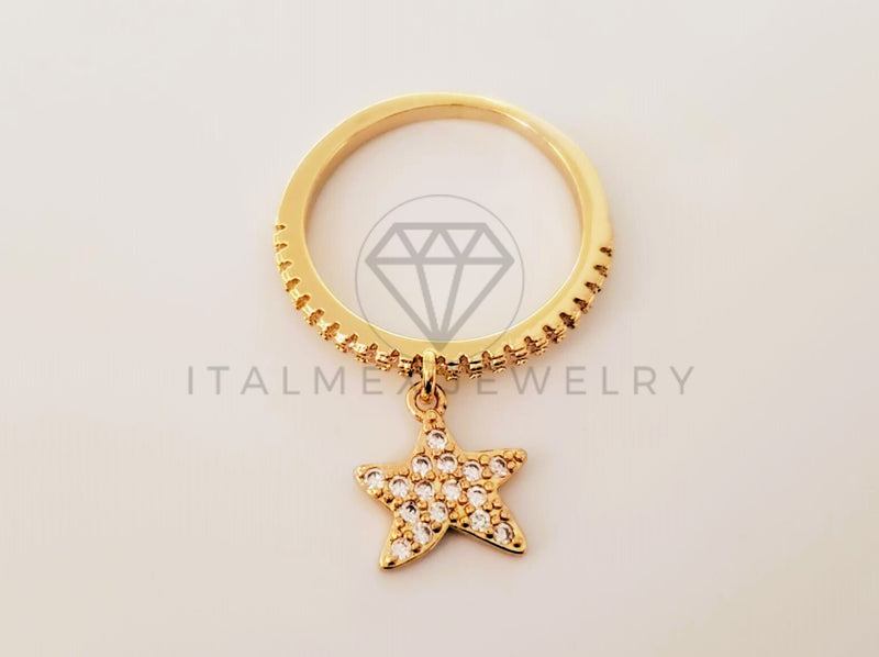 Anillo de Dama - 105378 - Anillo Estrella de Mar y Circonia Clara Oro Laminado 18K