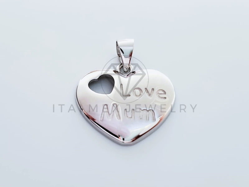 Dije No Religioso - 105147 - Dije Corazon "I Love Mom" Plata .925